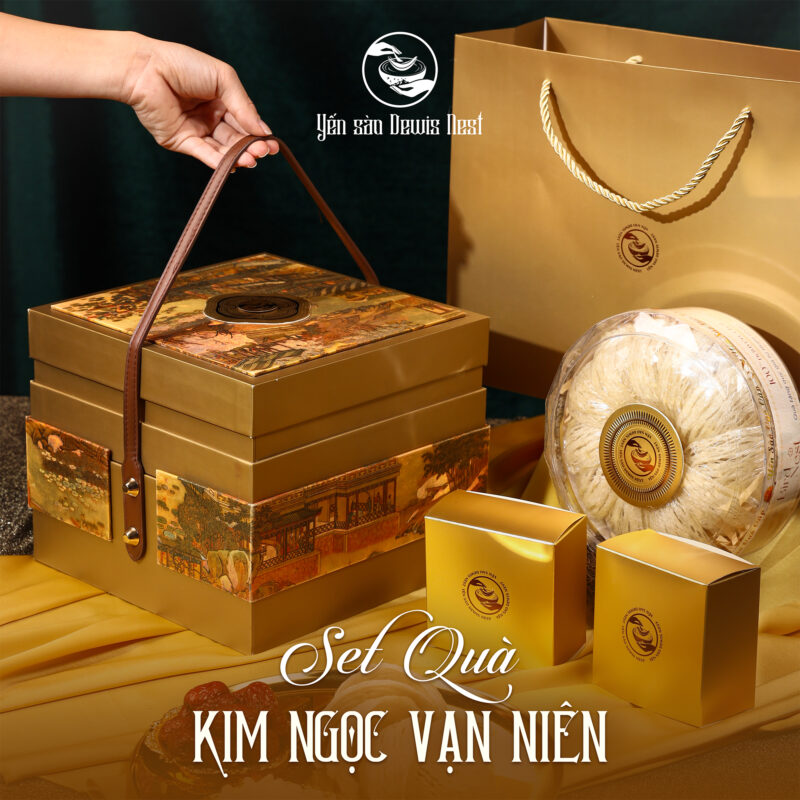 Hộp Quà Trung Thu Cao Cấp Kim Ngọc Vạn Niên – Tổ Yến Dewis Nest Nguyên Chất