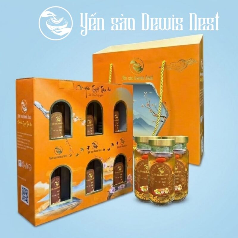 Hộp Quà 6 Hũ Chè Yến Dưỡng Nhan Tuyết Tâm An Yến sào Dewis Nest hũ 150ml, Phù Hợp Làm Quà Tặng
