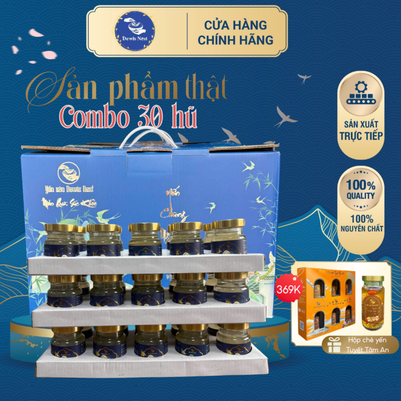 Combo 30 Hũ Yến Chưng Nguyên Chất Yến Sào Dewis Nest Món Quà Sức Khỏe -Sang Trọng Ý Nghĩa-Phù Hợp Quà Biếu Tặng